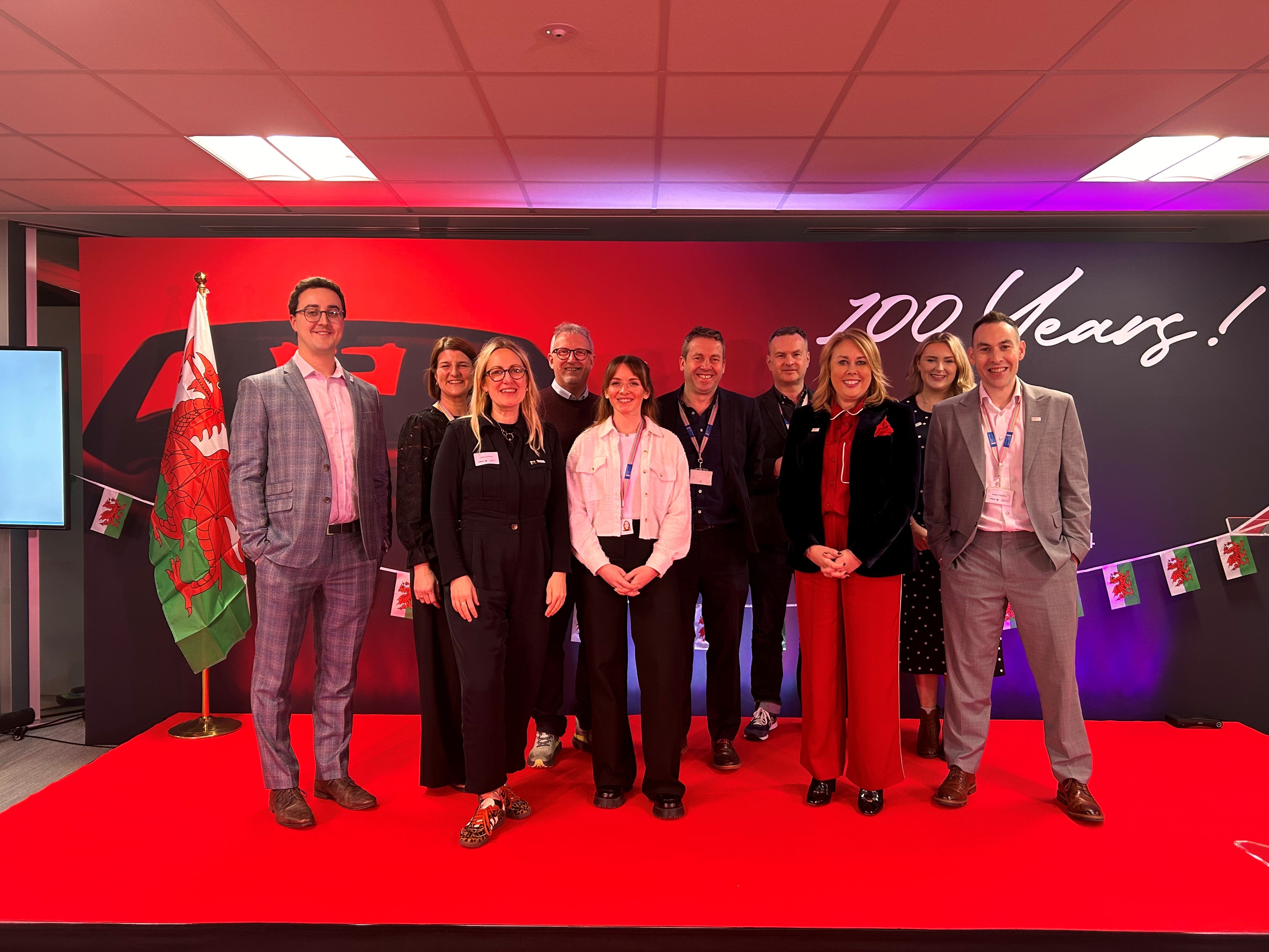 Nathaniel Cars team at the Wales Week London 100 Years celebration event with Cancer Research Wales